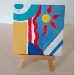 Original Hand Painted Abstract Art Tile